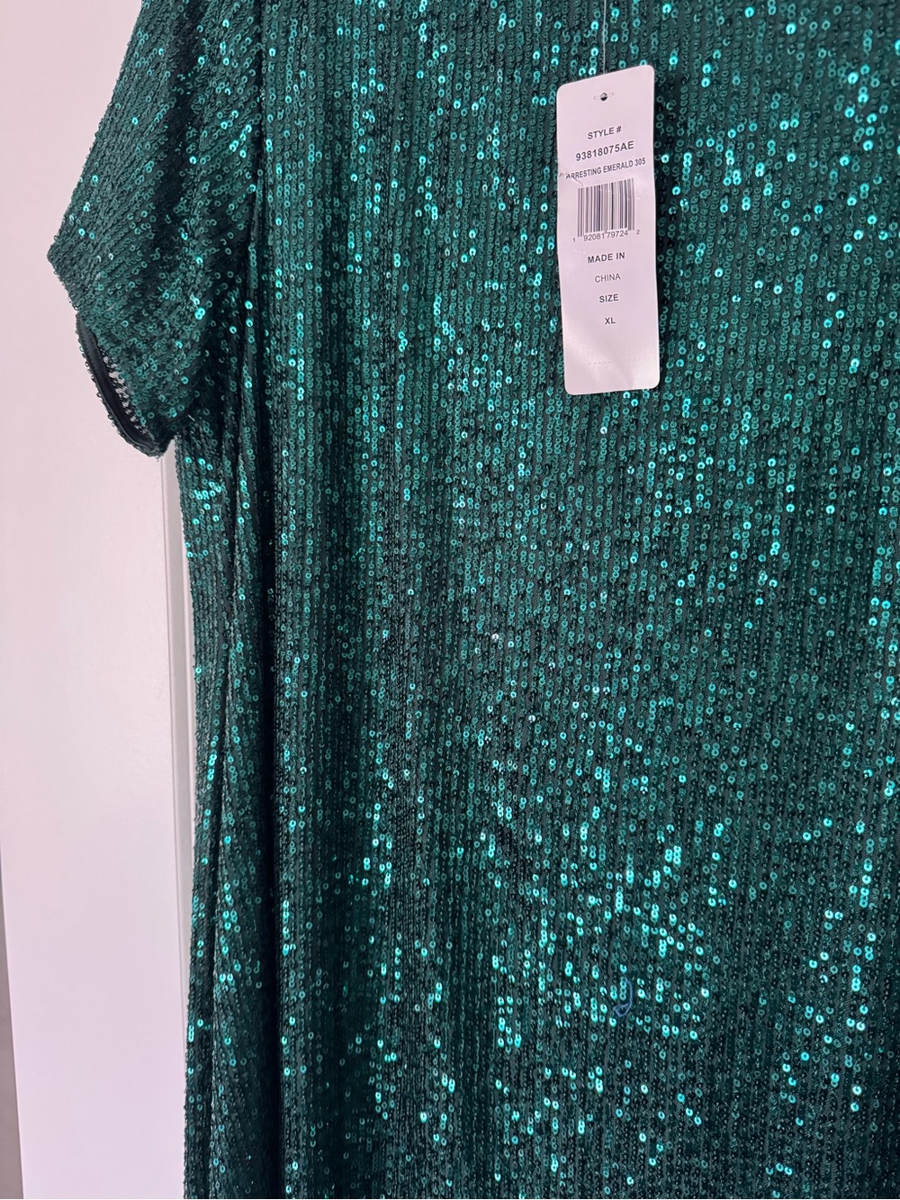 Emerald Green Sequin Shift Dress - Picture 3 of 4